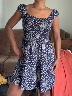 june & hudson Navy and White Bandana-Print Mini Dress